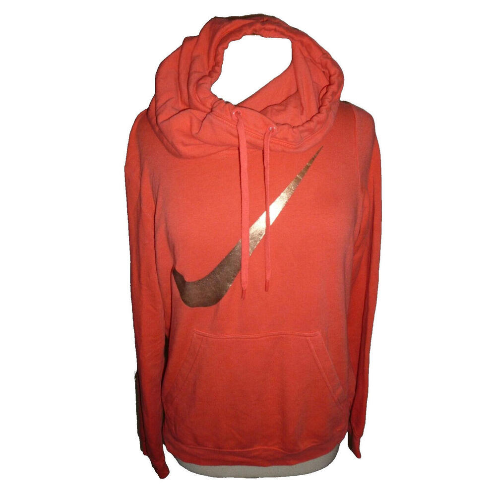 Nike Scuba Neck Sweatshirt Women's Pink Coral Hoodie Vintage Swoosh S Small